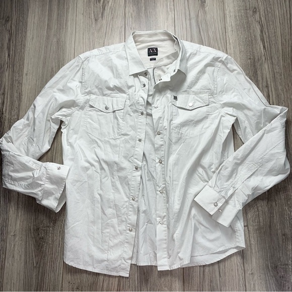 ARMANI EXCHANGE BUTTON DOWN LONG SLEEVE SHIRT LOGO